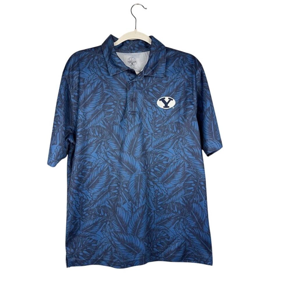 BYU Cougars Floral Performance Polo‎ Golf Shirt Rivalry Threads Blue Mens M